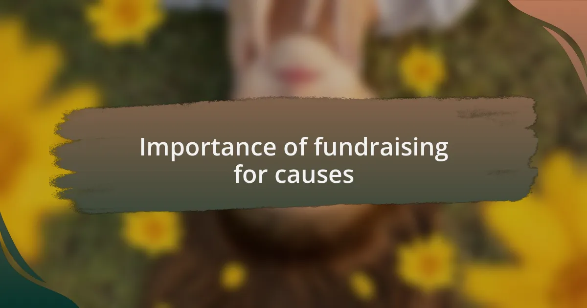 Importance of fundraising for causes