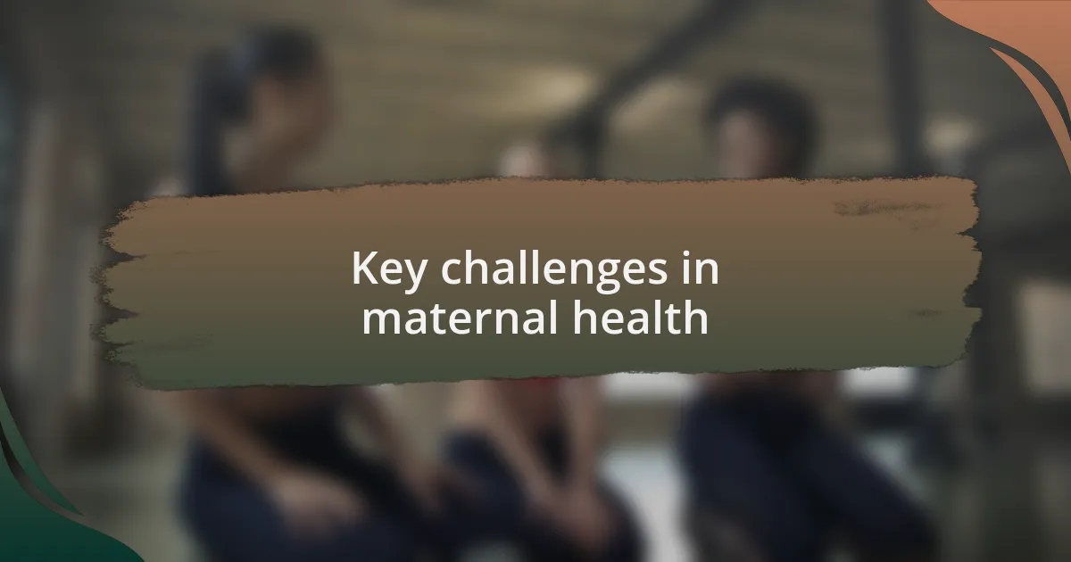 Key challenges in maternal health