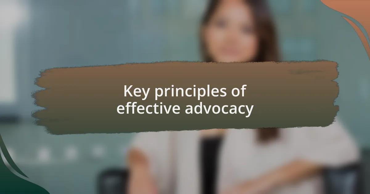 Key principles of effective advocacy