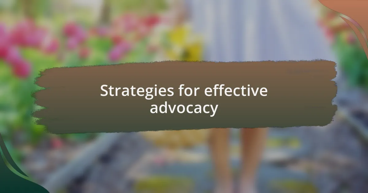 Strategies for effective advocacy