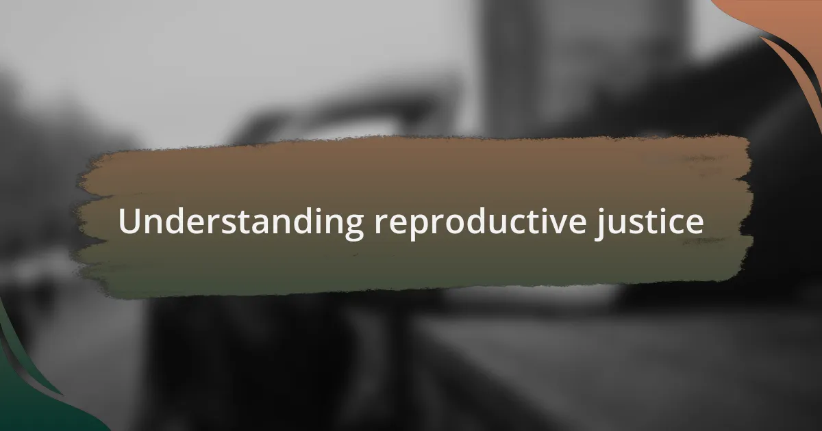 Understanding reproductive justice